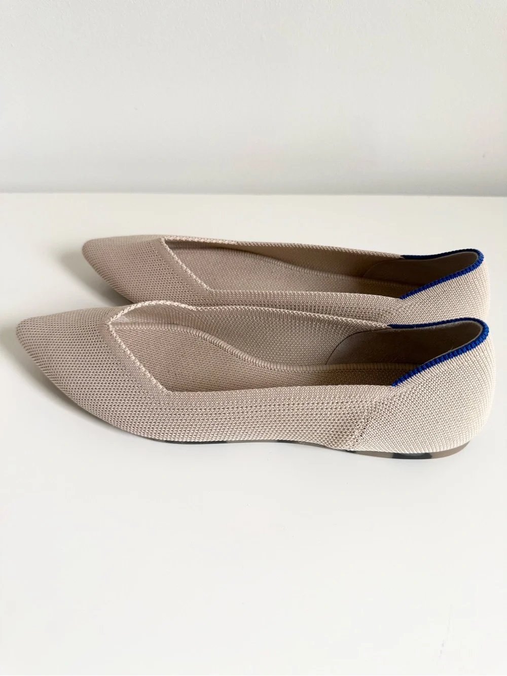 Rothy's The Point OG Flats Ecru Tortoiseshell Sole Neutral Washable Knit Shoes 8